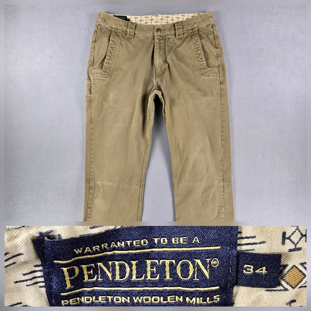 Pendleton Pants Mens 34 X 34‎ (Fit 34x33) Chino Straight Leg Brown Cotton